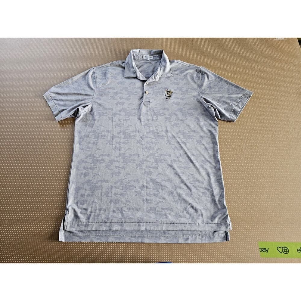 Peter Millar Summer Comfort Golf Camo Gray Polo Shirt Large
